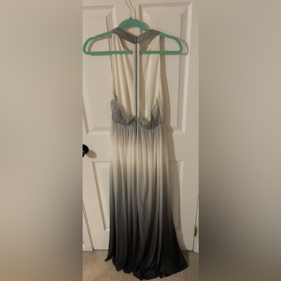 Alice + Olivia Womens Gray Ombre Silk Chiffon T Back Sleeveless Maxi Gown - Picture 4 of 5
